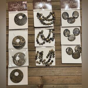 121 Pieces Natural Paint Brush Jasper Stone Bead Cabochon Beige Gray Black